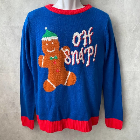 Dec 25th OH SNAP Gingerbread Man Ugly Christmas Sweater Size Large - Picture 1 of 3